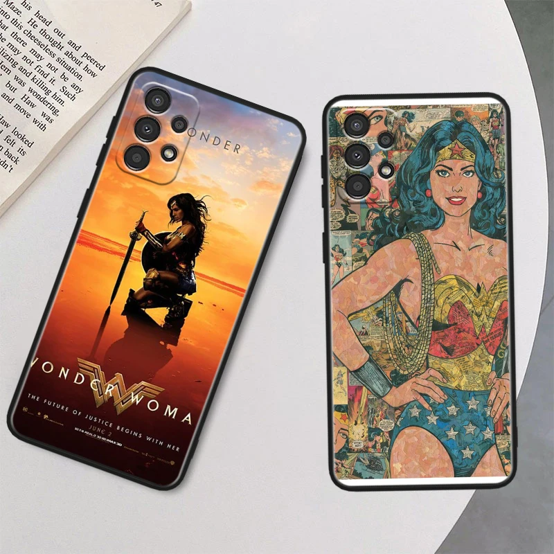 Wonder Woman Cute For Samsung A73 A72 A54 A53 A52S A34 A33 A32 A24 A23 A22 A14 A13 A03S A02S Black Soft Phone Case