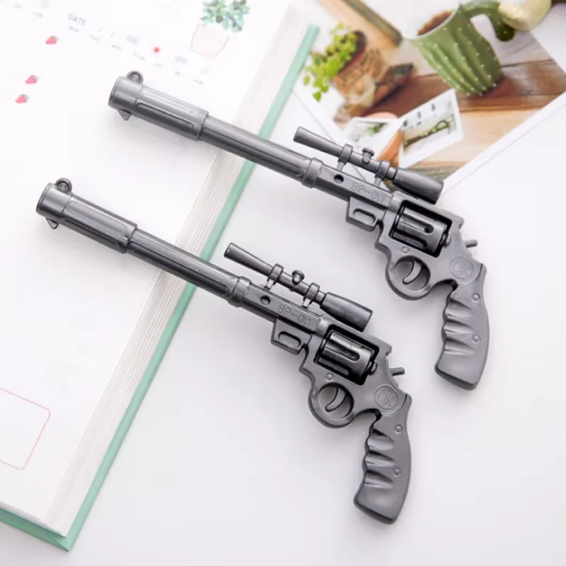 2Pcs/Lot Creative Ballpoint Pen Revolver Shaped Blue Ink Pistol Model Gun Pens School Office Supplies Kids Stationery Prize Gift