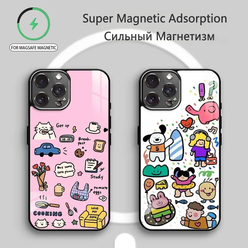 

C-Cute D-Doodle Phone Case For iPhone17,16,15,14,13,12,11 Plus,Pro Max Magnetic For Magsafe Wireless Charging