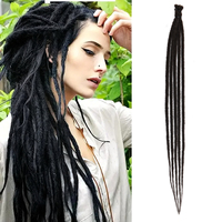 24inch Dreadlock Extensions 5 strands Thin 0.6cm Synthetic Handmade Reggae Hair Hip-Hop Soft Locs Dreads Extensions