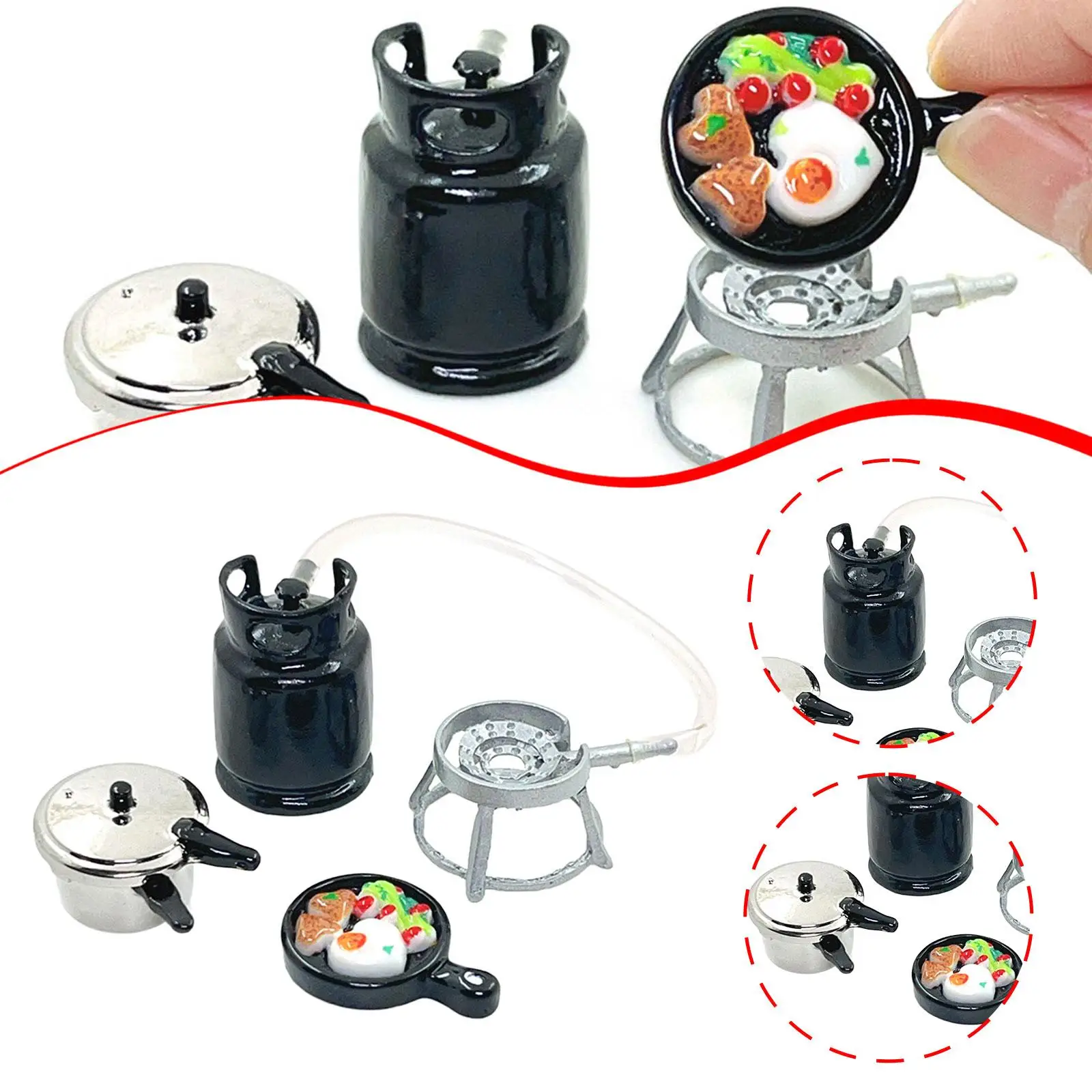 3x 1:6 1:12 Miniaturowe naczynia kuchenne do domku dla lalek Prezenty Miniaturowy zestaw scen