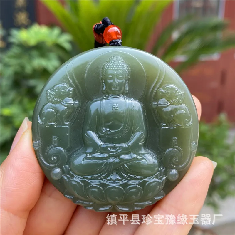 

Натуральный нефритовый кулон Hetian Da Tathagata с круглым изображением знака зодиака для мужчин