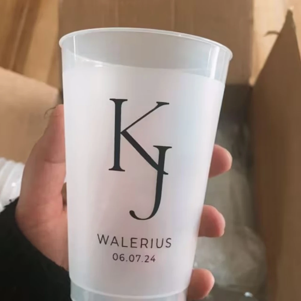 

Customized Frosted Shatterproof Flex Cups, Personalized Wedding Favor Cups, Wedding Favors, Minimalistic Wedding, Modern Wedding