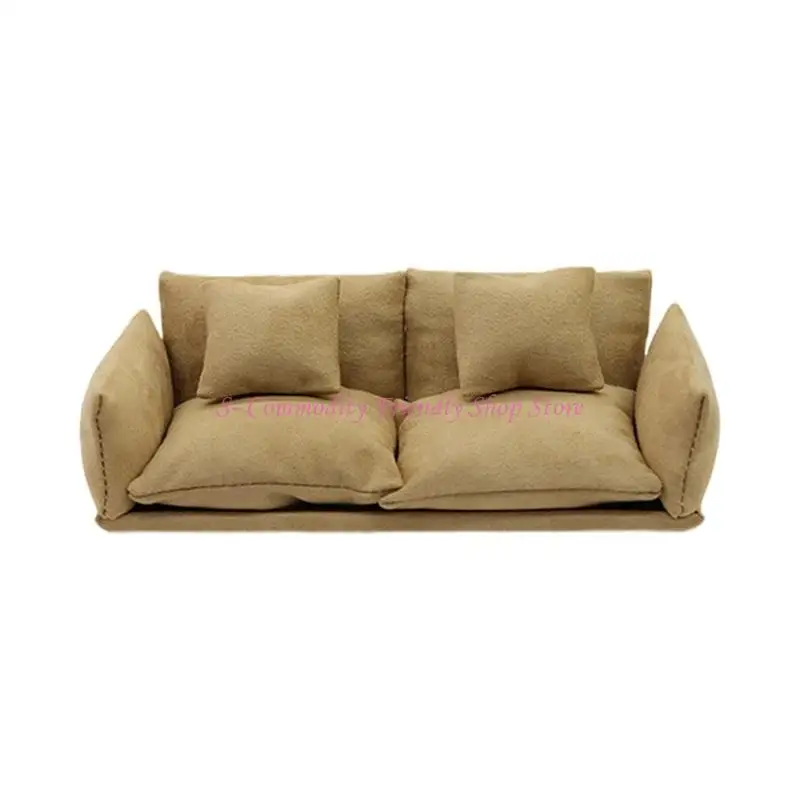 85AE 현대 인형 하우스 소파 소파 장식 1/12 스케일 목재 미니 가구 DIY 룸 액세서리