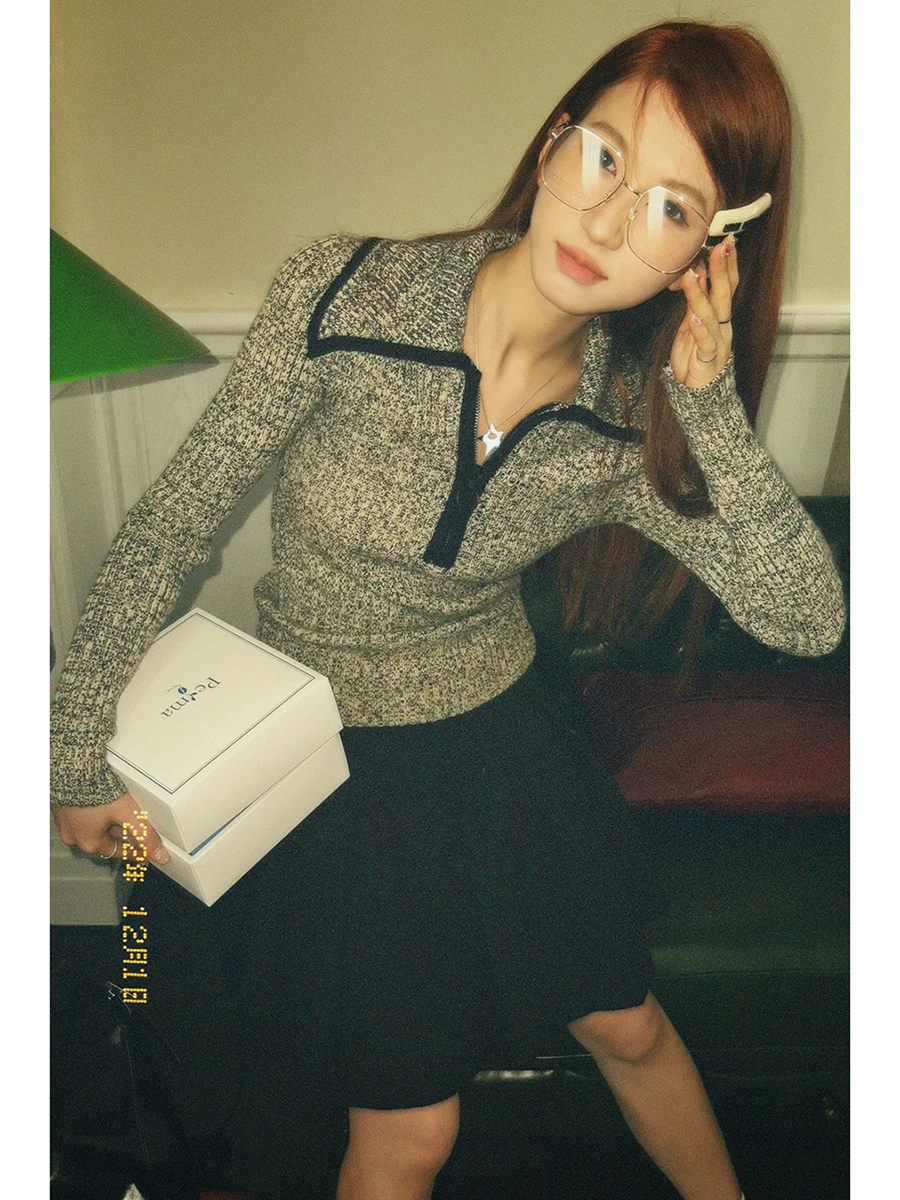 Thiened Zipper Sweater Women's Autumn New Sle Base Layer Inner Wear ey High-End Knitted irt Faionable Commute Sle