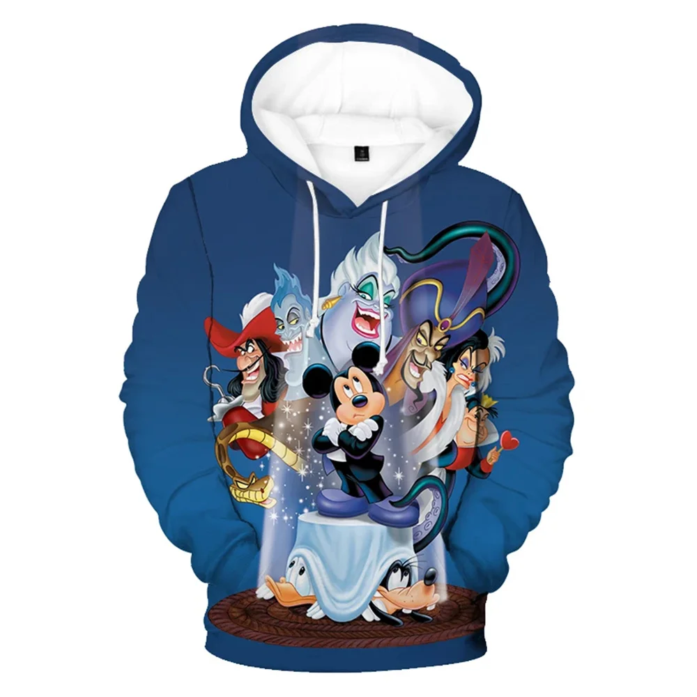 Disney Mickey Mouse Men's 3D Printed Hoodie Cartoon Casual Hooded Jacket Spring and Autumn Men's Soft Pocket Sweatshirt Men's Lo