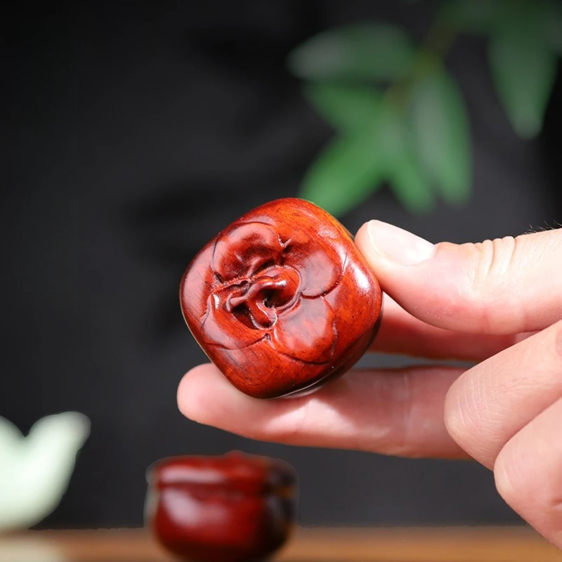 Red Sandalwood Big Persimmon Plate Play Tabletop Ornament Persimmon Hand Piece Solid Wood Carving Cultural Play
