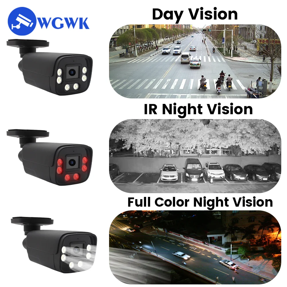 WGWK 2/4/6/8Pcs 5MP IP POE Camera Smart AI Full Color Night VIsion Webcam CCTV Video Surveillance with 8CH NVR + Hard Drive Kit