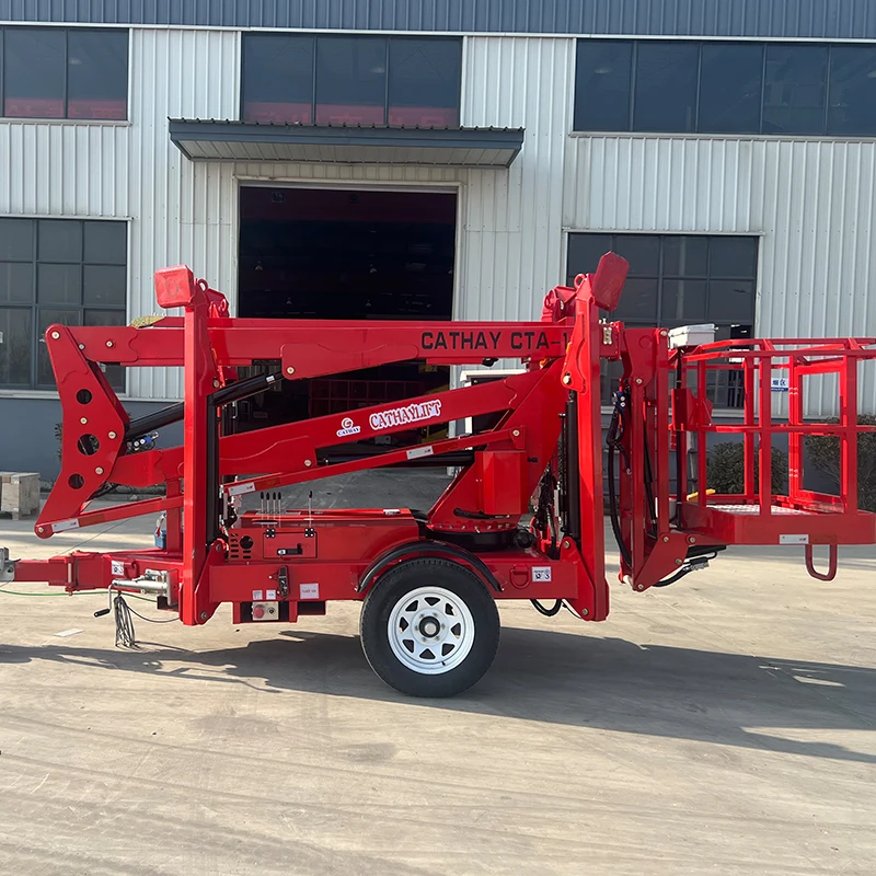 New CATHAYLIFT Telescopic Articulated Towable Boom Spider Lift Platform 45ft 60ft 80ft Hydraulic Remote Control for Tree Work