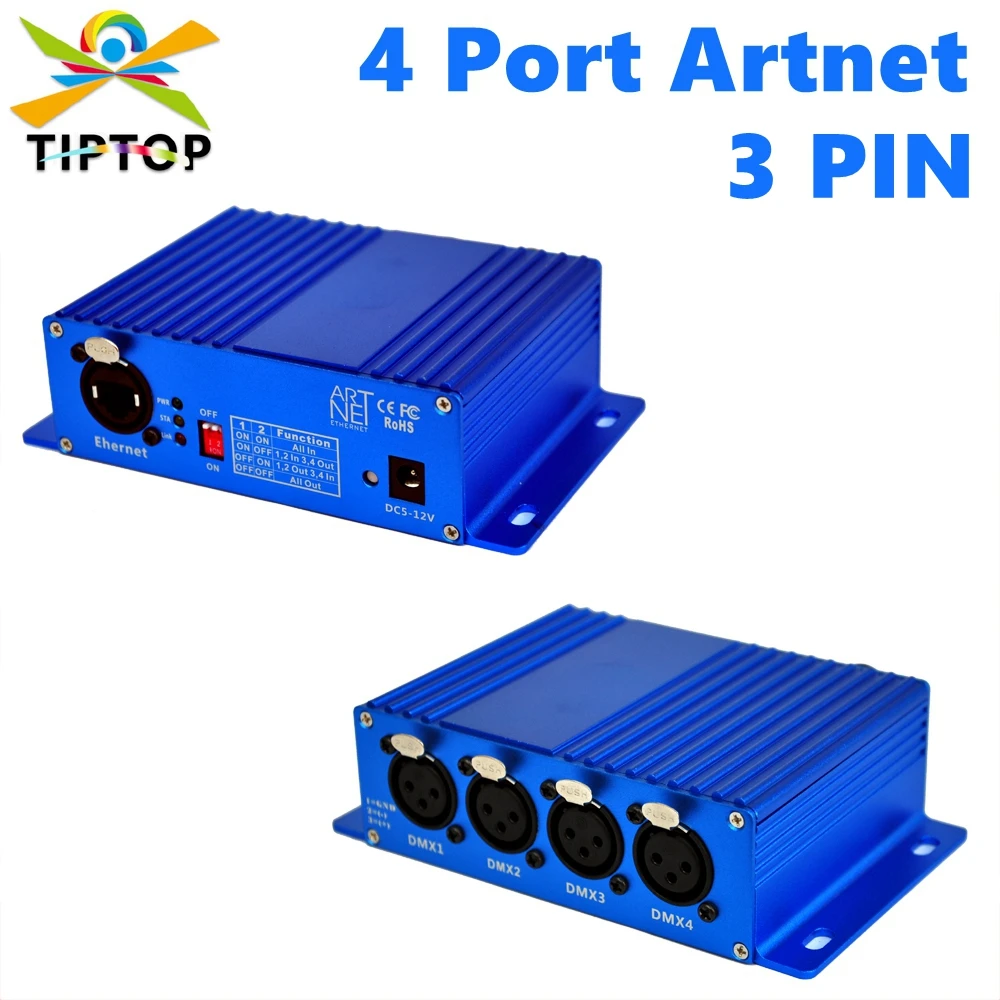 3PIN ART NET DMX 2048 Network Gateway Controller Designed Ethernet To DMX 512 Node Artgate Artnet 4 Universe MagicQ FreeStyler