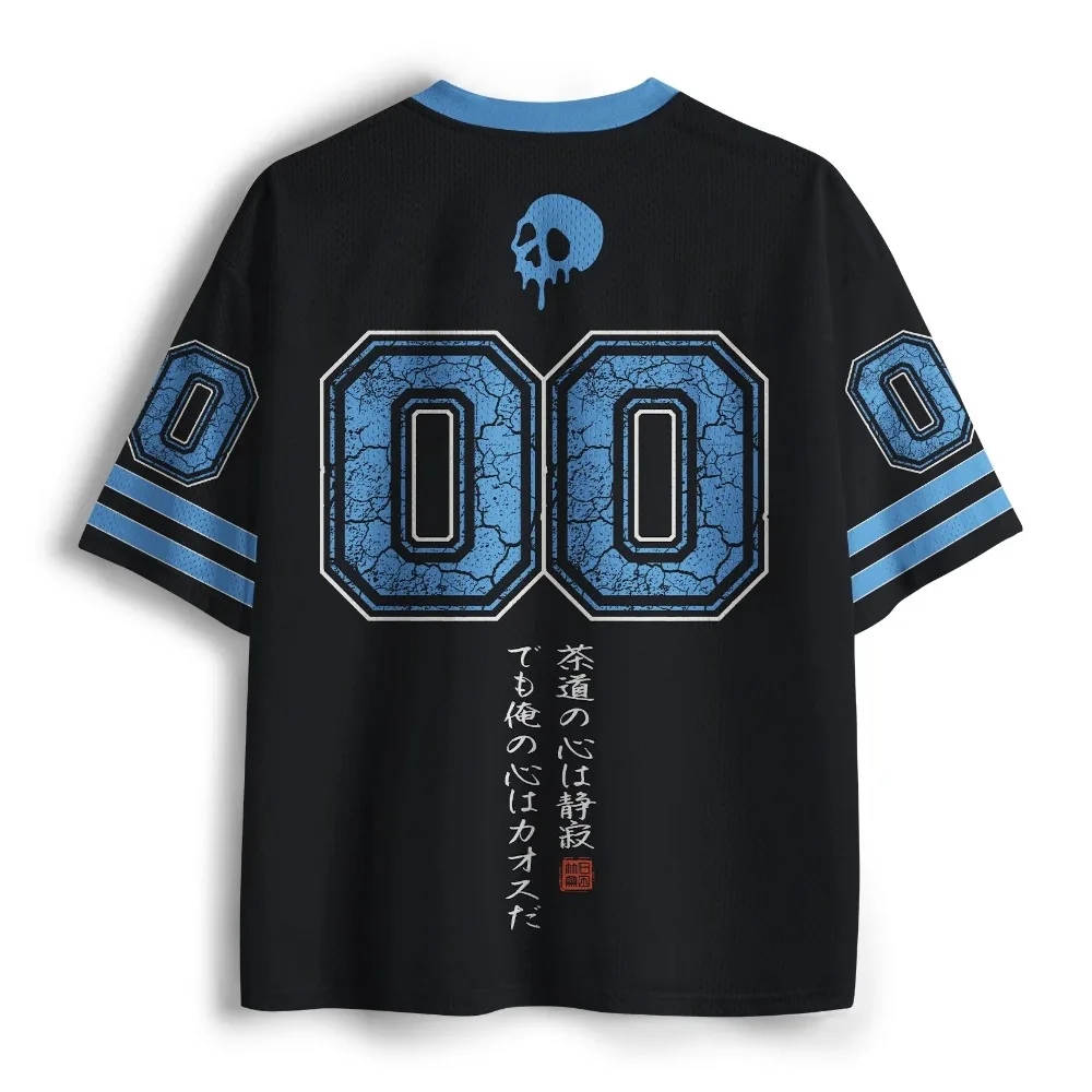 Japanese-style Retro Skull Tea-drinking 3D Print Sports Quick-dry Men Women Vneck Loose Tshirt Fashionable Street Parental Cloth