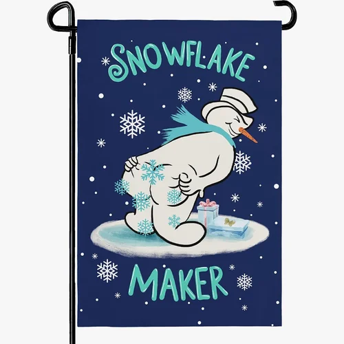 Winter Garden Flag Snowman Snowflake Maker Yard Flags Double Sided Christma Vert YYZ