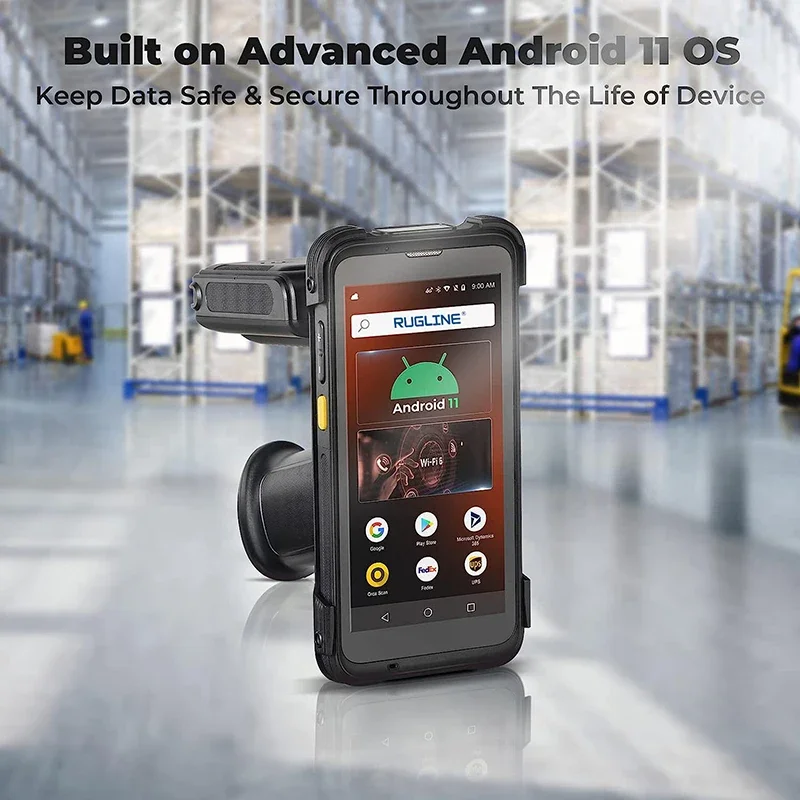 5.5 Inch Android 11 OS Industrial Rugged Handheld Terminal PDA Barcode Scanner UHF Reading Supprot Wifi 6 802.11 USB 3.0