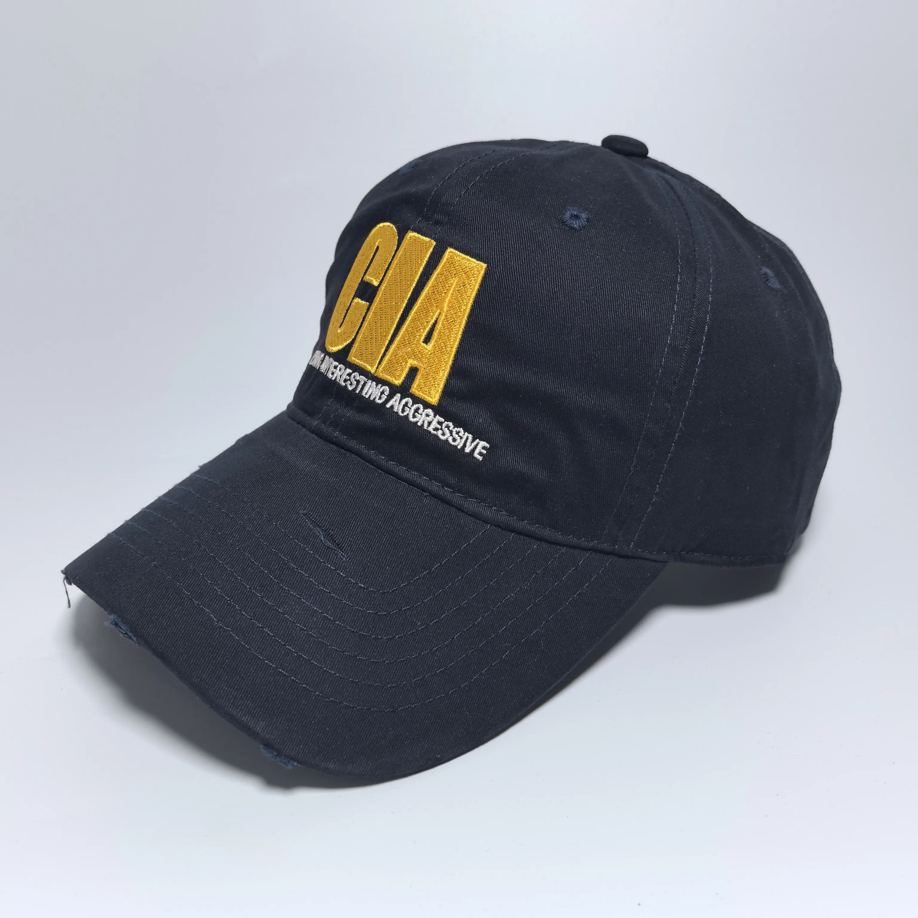 Vintage Distressed Baseball Cap CIA Letter Embroidery Dad Hat Charming Interesting Aggressive Slogan Washed Cotton Trucker Cap U - view 3
