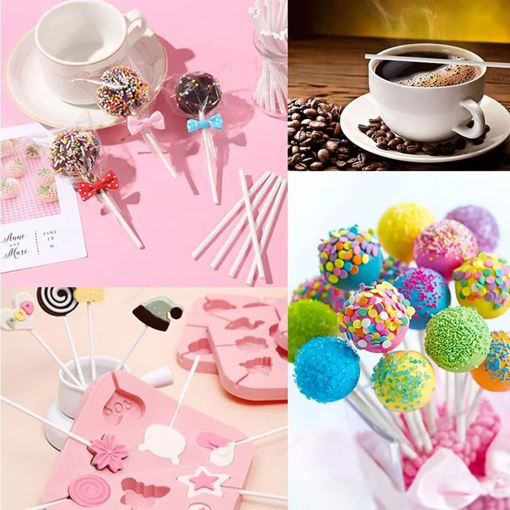 20-1500Pcs Paper Lollipop Sticks Solid Core White for Party Dining Chocolate Sugar Candy Lolly Pop Sucker sticks Cake Pop Stick