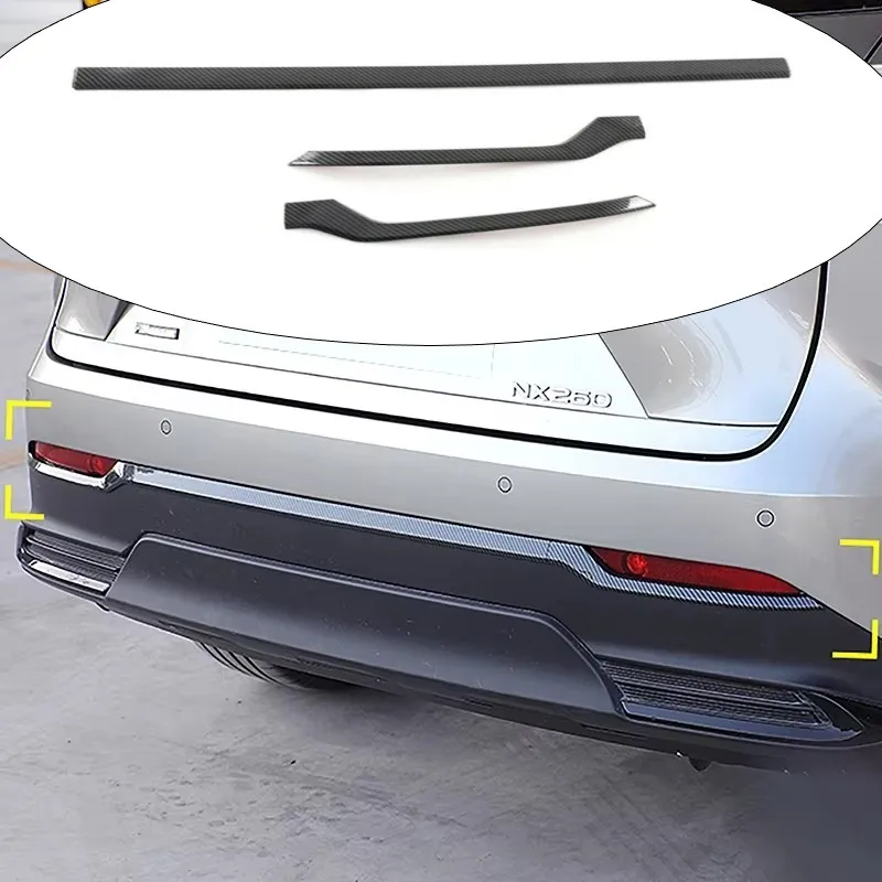 

For Lexus NX260 350 2022 Car Rear Bottom Bumper Cover Tail Gate Trim Strips Carbon Fiber Color ABS Exterior Modified Accessories