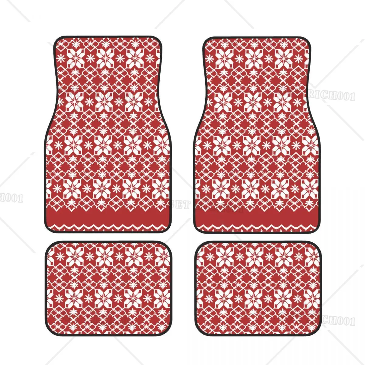 

Рождественский стиль, красные винтажные автомобильные коврики со снежинками, набор из 4 автомобильных аксессуаров унисекс, один размер, толстый прочный коврик