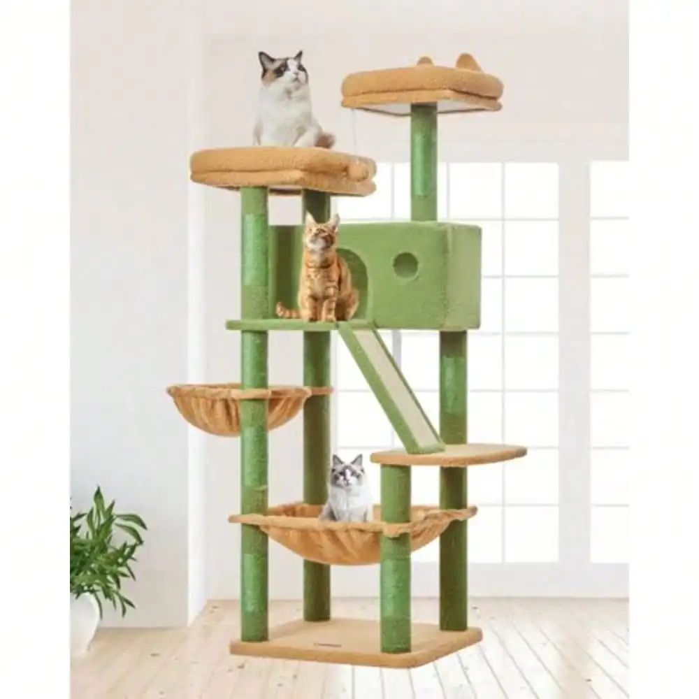 

Кошачья лежанка-когтеточка 57,5 дюймов, большая, для взрослых кошек, с 8 сизалевыми столбиками для царапания, металлическим каркасом, уютная, для использования в помещении