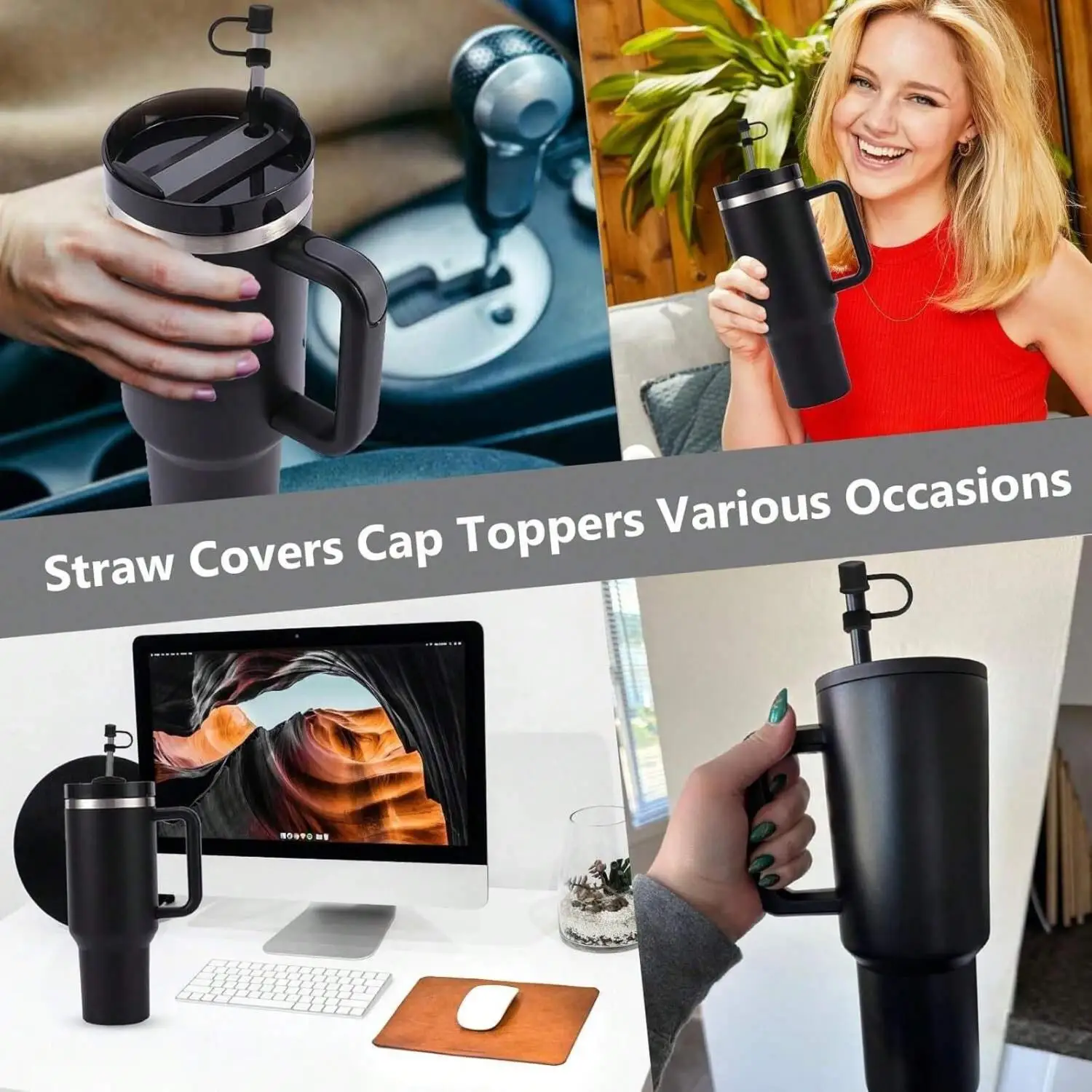 Decorative Small Flower Straw Topper for Stanley Silicone Cup Sleeve Resin Flower Cup Chain Ins Key Holder Cross-Border Kitc