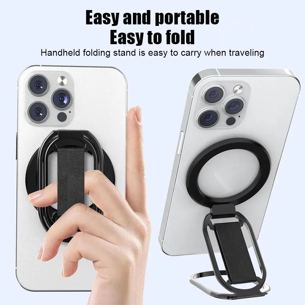 Magnetic Mobile Phone Holder Aluminum Alloy Portable Folding Suitable For Apple 12-15 Holder Holder Handle Holder