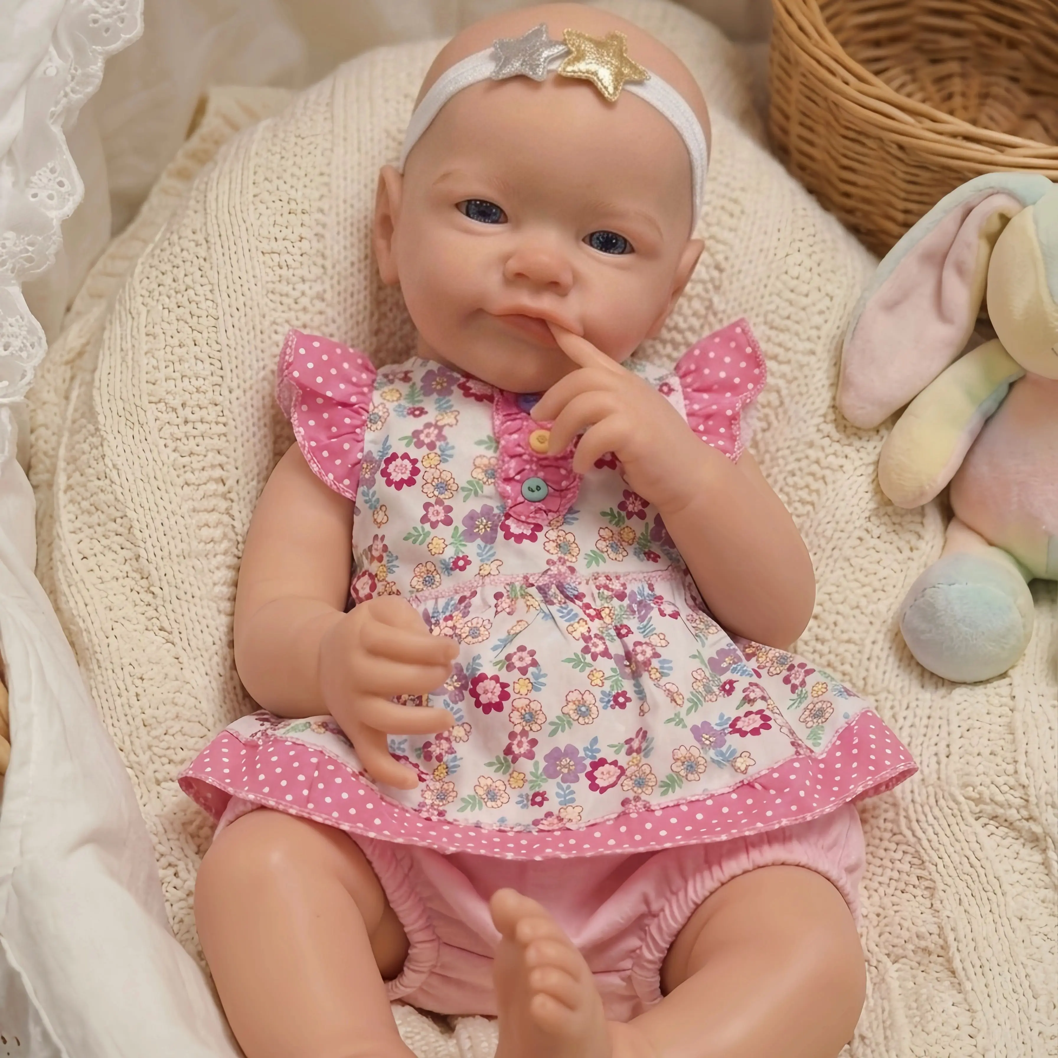 18‑Inch Full Silicone Collectible Doll, Open Eyes Design, Lifelike Realistic Texture, Flexible Poseable Body for Display