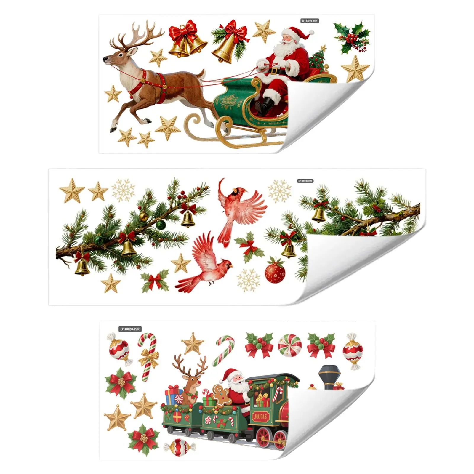 Static Cling Christmas Wall Sticker PVC Removable Window Decal for Home Party Kitchen Bedroom Decorations