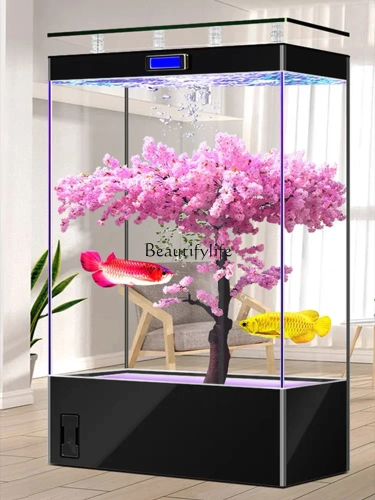 

FG40Light Luxury Super White Fish Tank New Partition Screens Change Water Ecological Fish Globe