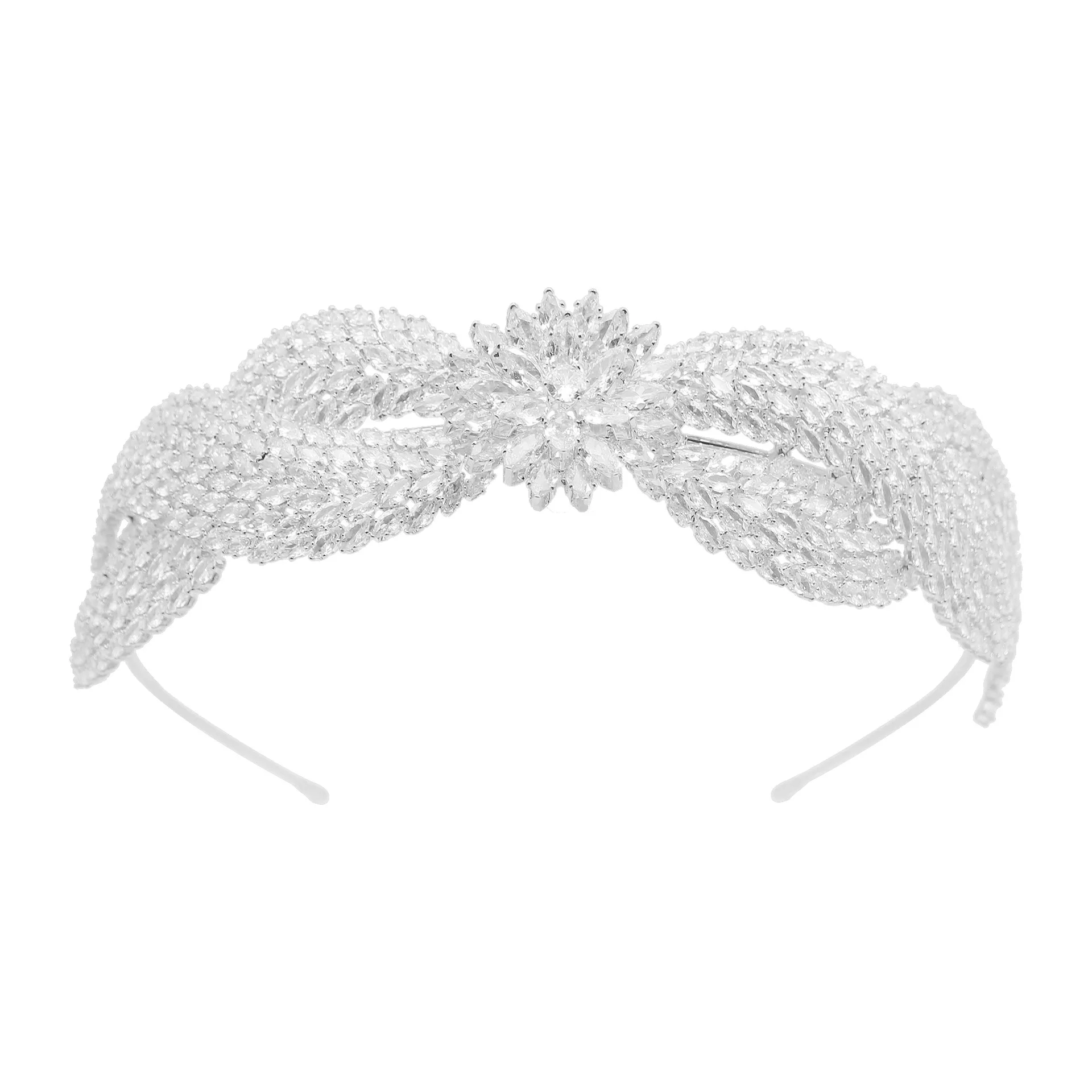 Corona de boda de lujo, tocado de novia con diamantes de imitación, accesorios para el cabello de novia hechos a mano, Tiaras y corona para fiesta, joyería para el cabello para mujer