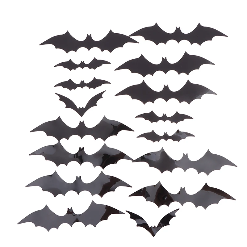 1 New Style Set Wall Sticker Bar Room Party Scary Props Halloween Decoration 3D Black PVC Bat Halloween Party DIY Decoration