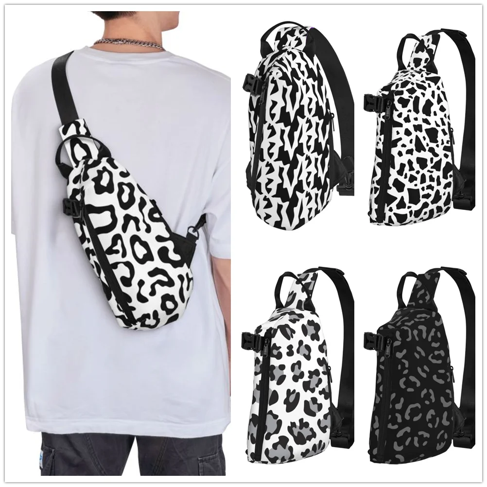 Borsa a tracolla con motivo leopardato nero borsa a tracolla da viaggio per ciclismo moda donna borsa a tracolla sportiva da uomo casual