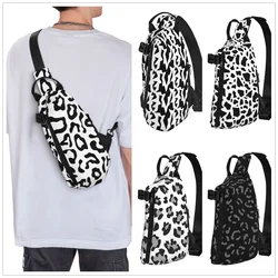 Bolsa Peito Padrão Leopardo Preto para Homens e Mulheres, Bolsa Crossbody Esportiva Casual, Bolsa de Ombro de Viagem, Moda Ciclismo