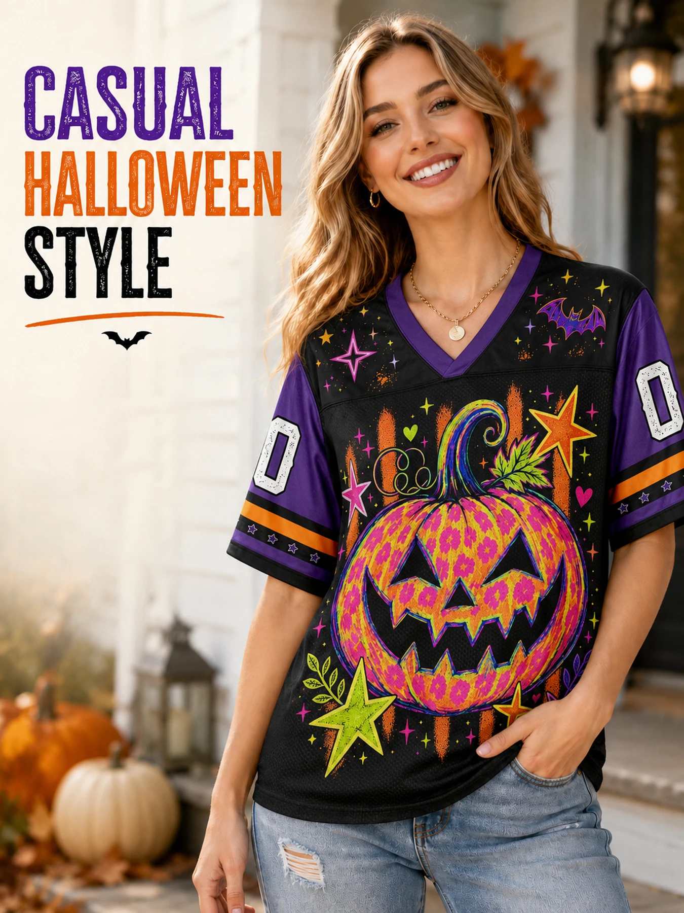 Custom Halloween Costume Jersey Personalized Name Number Pumpkin Football Jersey Halloween Party Outfit for Men Women Kids