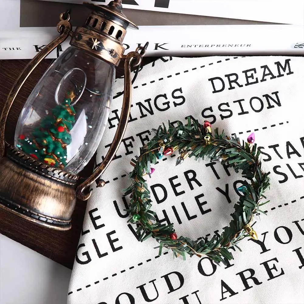 Simulation d'arbre de noël pour maison de poupée, lumières à rayures miniatures 1:12, Mini lumières à rayures, 30CM, branches de pin, bricolage