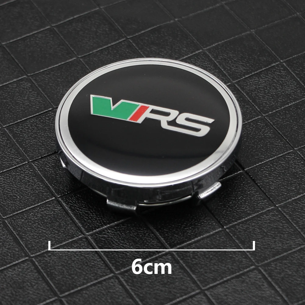 4Pcs 56mm+60mm Aluminium VRS Logo Car Wheel Centen Caps Sticker For Skoda Panal Octavia 2 3 A7 Fabia MK1 VRS Sticker Accessories