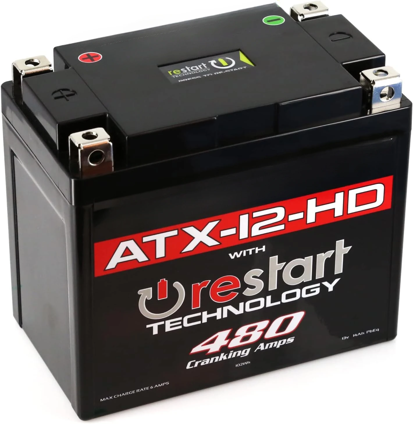 ATX12-HD. Heavy Duty Lithium Motorcycle and Powersport Battery with Built in Jump Starting, 8Ah, ATV, Quad, UTV, Scooter