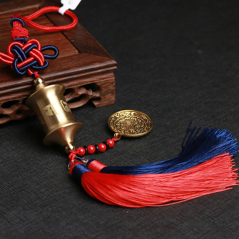 2023 NEW Safe  amulet Geomantic omen Buddhism copper prayer wheel scripture talisman HOME CAR Eight Diagrams Ornament