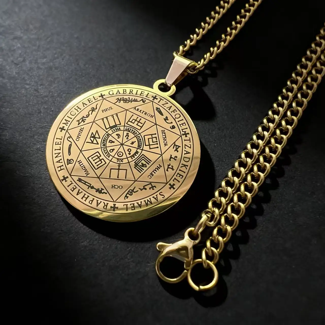 HNSP Stainless Steel Coin Pendant Necklace For Men Solomon Talisman Religion Jewelry Accessories Gift