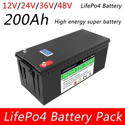 12V LiFePO4 200Ah LiFePO4 Battery Built-in BMS for Solar Power System RV Campers Golf Cart Off-road Solar Deep Cycle outdoor