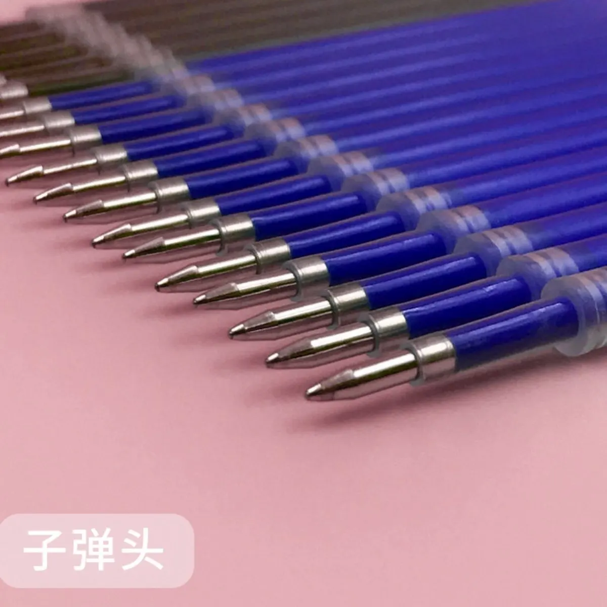 Kit 24pcs Erasable Press Refill Crystal Blue Carbon Black Bullet Push Type Mo Heat Elimination Gel Ink Pen Refill