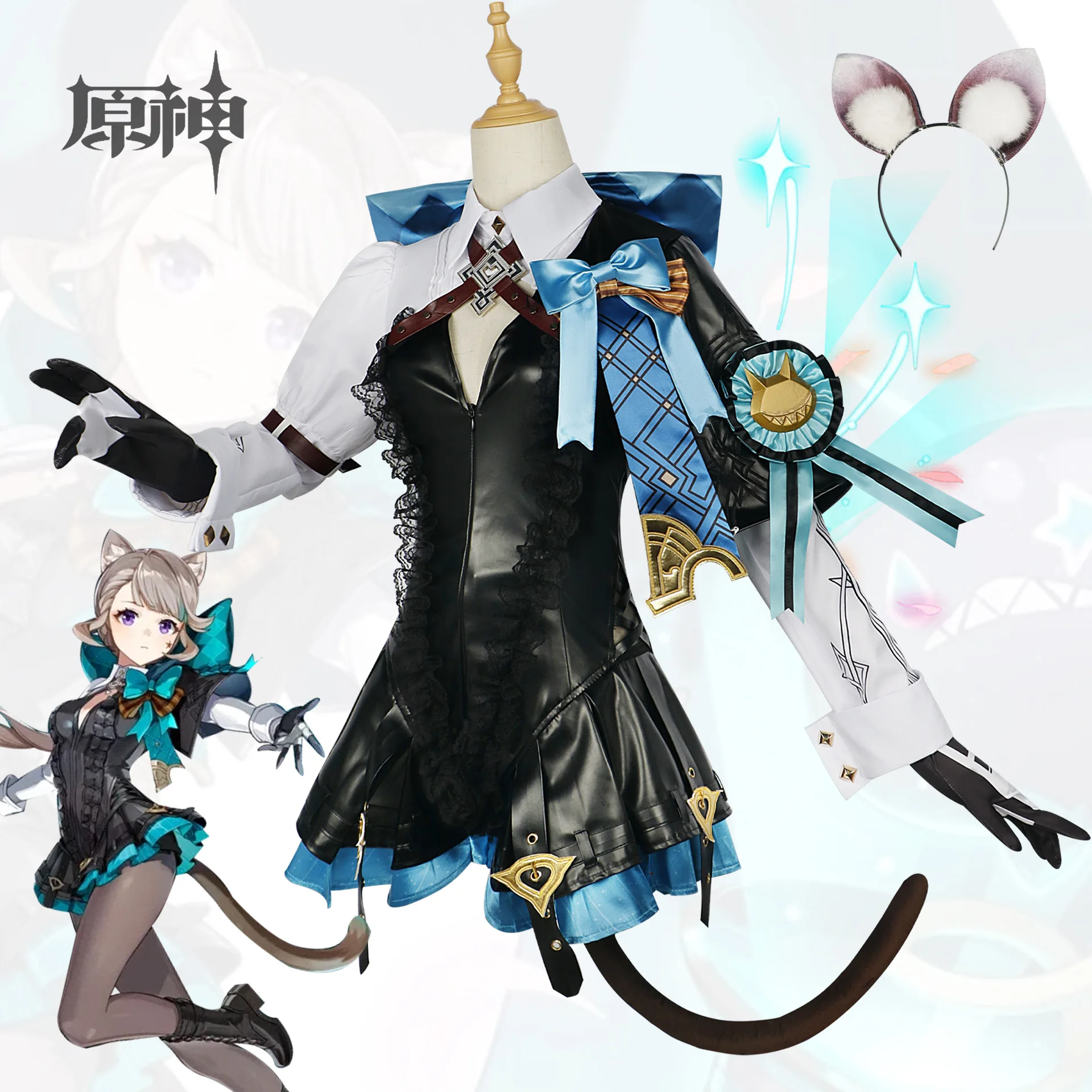 In Stock Genshin Impact Fontaine Lynette Cosplay Magician Full Set Cos Anime Costume Female