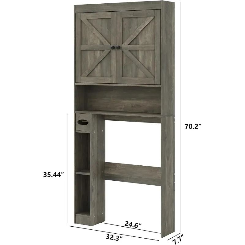 32.3''W Over The Toilet Storage Cabinet with Barn Doors, Over Toilet Shelf Farmhouse Storage Cabinet Space Saver with Toilet