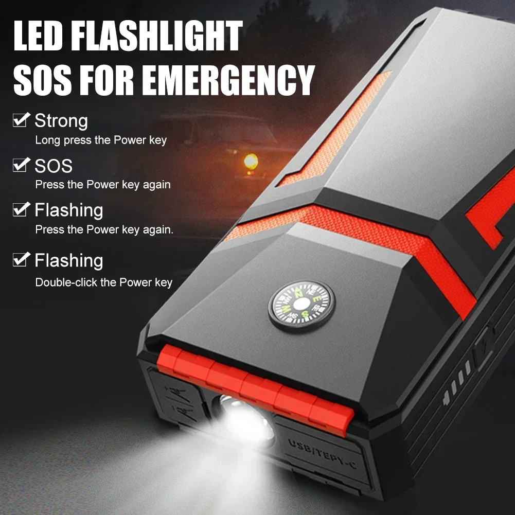 30000mAh Car Jump Starter 1000A Auto Battery Booster Start-up Car Charger Emergency Booster Portable Power Bank Starting Device