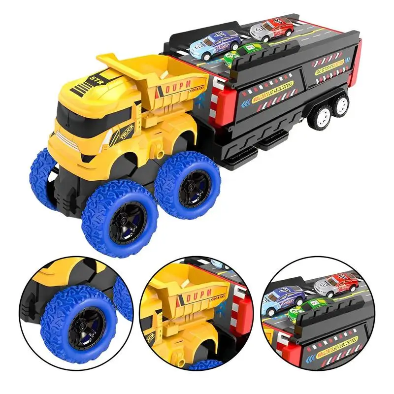 Transportwagenträger Mega Hauler Truck mit Auswurf Rennstrecke Transportwagen Autospielzeug mit 8-Rennwagen Spielzeug Spielzeug LKW