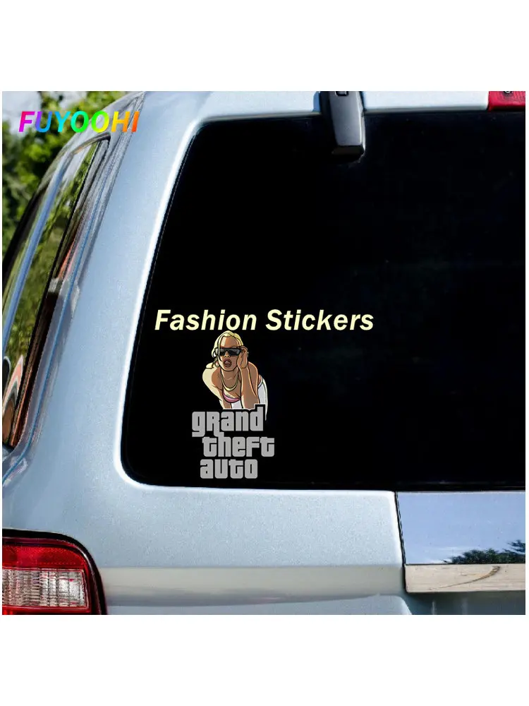 FUYOOHI pegatinas y accesorios de calcomanías GTA Grand Theft Auto, logotipo de SAN Claus, pegatinas de vinilo para coche, pegatinas decorativas