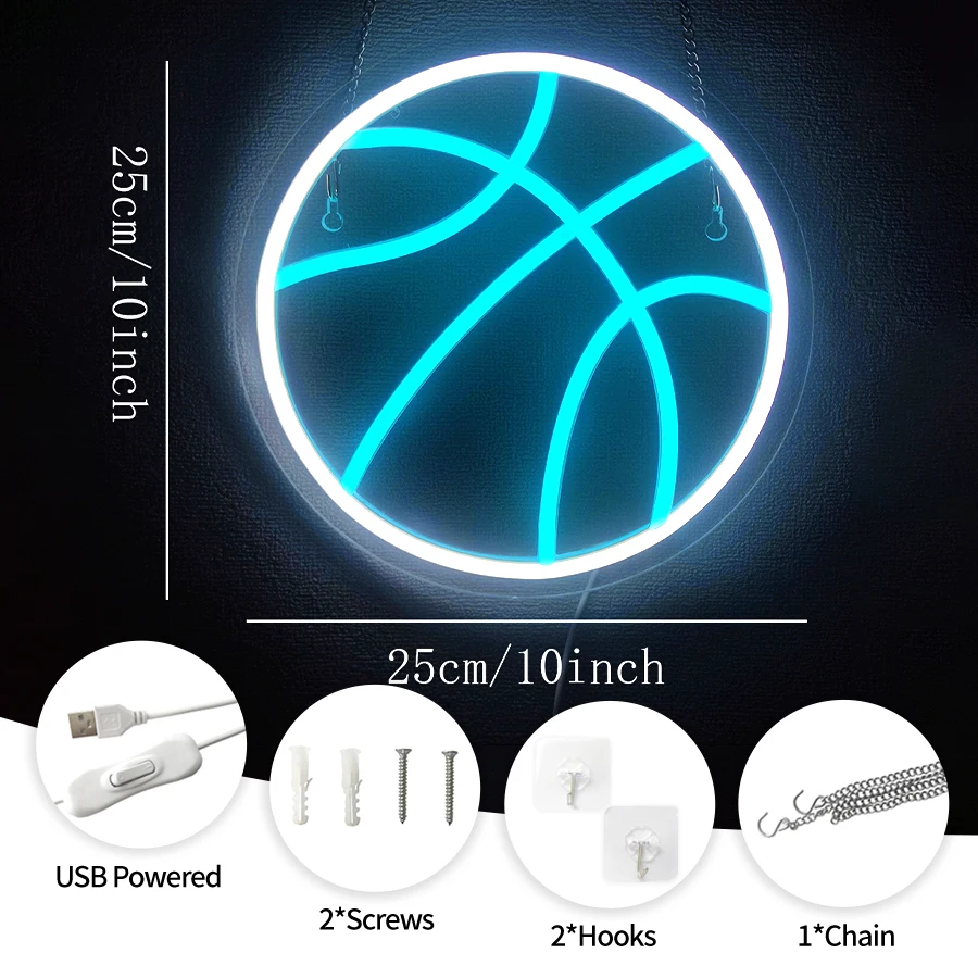Basketball Neon Sign,LED Neon Light Signs for Wall Decor, Wall Decor Aesthetic, Sports Neon Signs for Room Bedroom Shop Decor