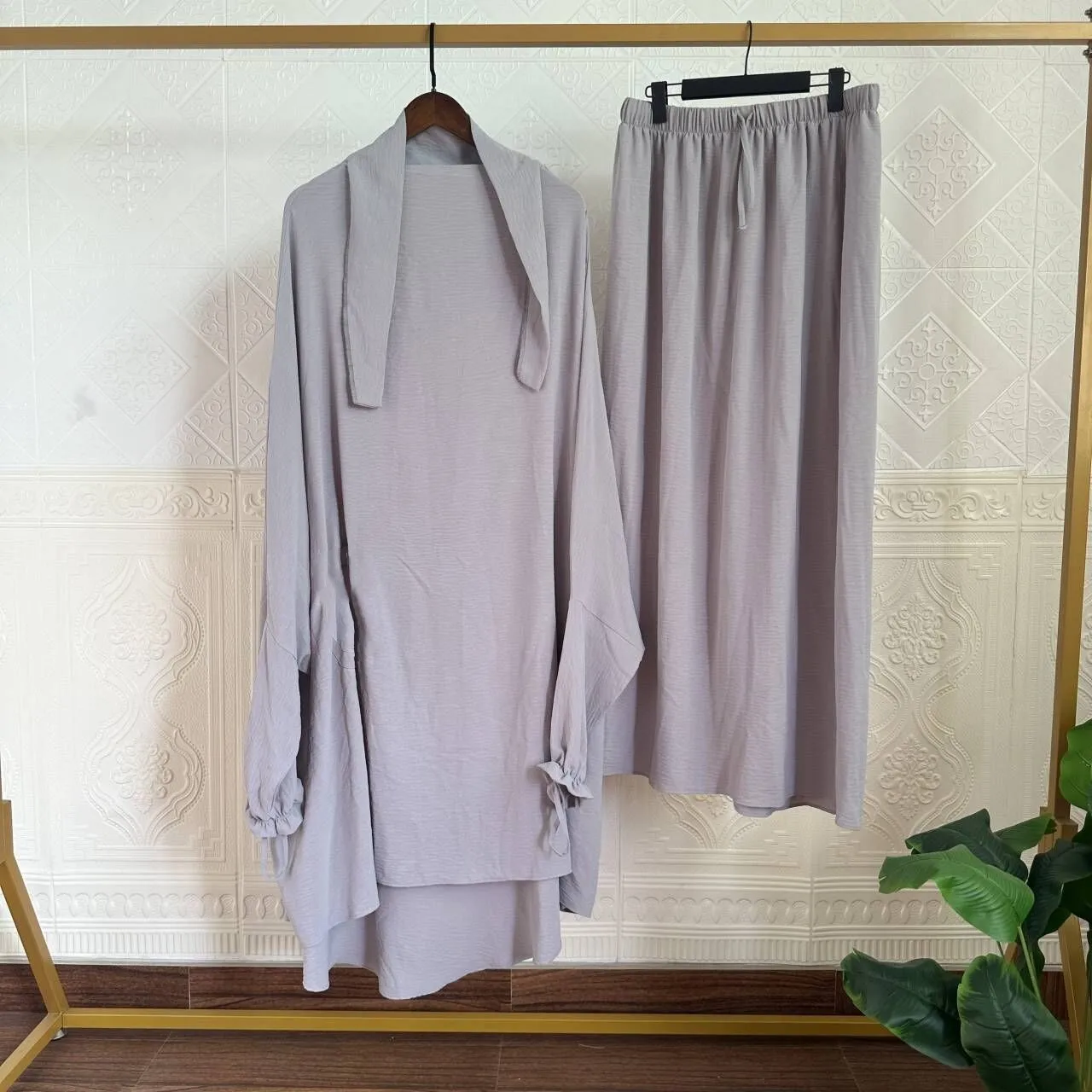 Jilbab Ramadan Eid Prayer Clothes for Women, Islam Khimar, Hijab Abaya and Skirt, Muslim Outfits, Dubai Robe, 2 Piece Set