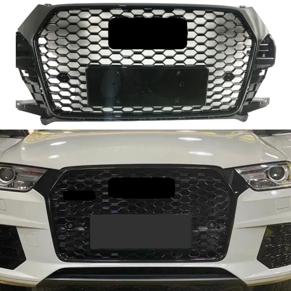 Upgrade the honeycomb sports Bright black grill For Audi Q3 2016-2018