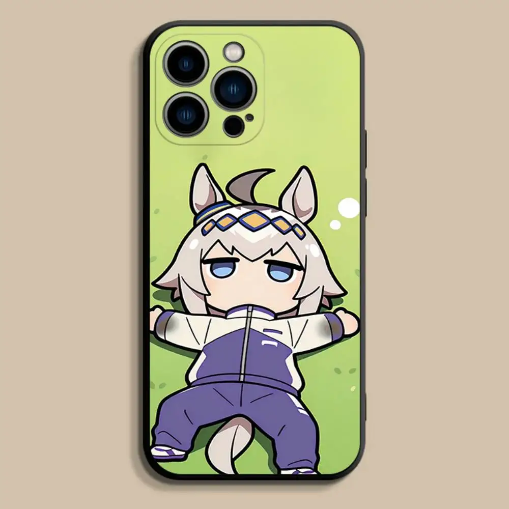 Casing HP U-Uma Derby Oguri untuk iPhone 17,16,15,14,13,12,Pro,Max,Plus,E,SE4,Air,Mini Hitam Bahan Lembut