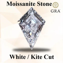 Moissanite Stone Special Shape White Color Kite Cut Charm Beads for DIY Jewelry Making Rings Bracelet Selectable  Certificate