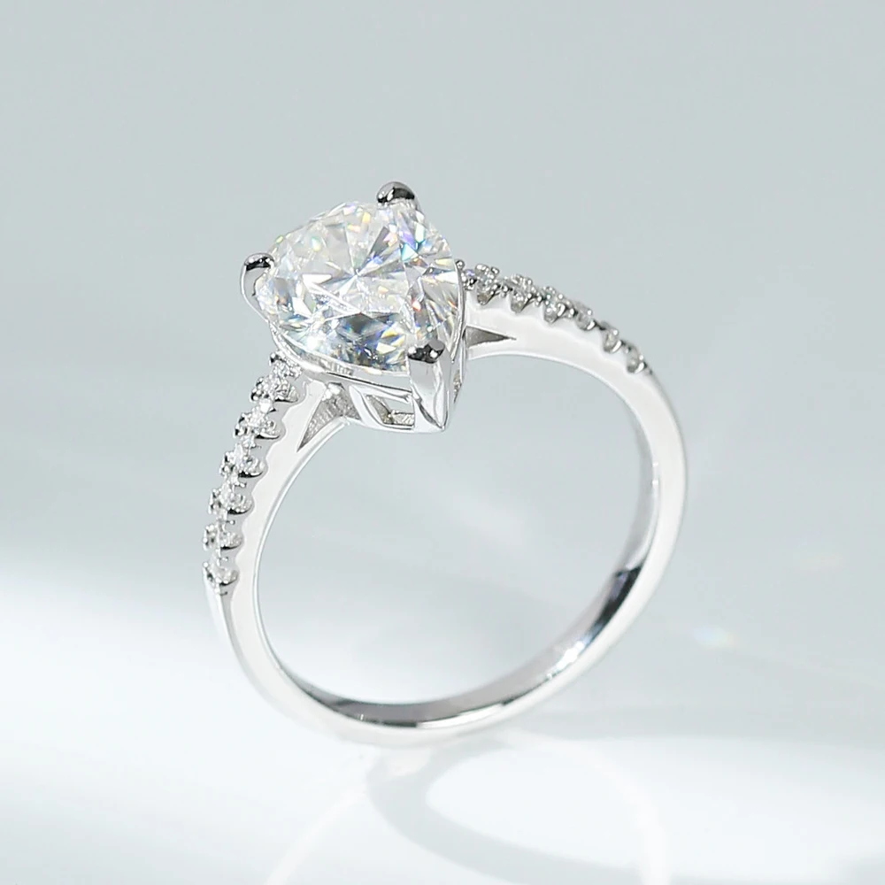 Anillos de compromiso de moissanita en forma de pera de Color D de 8x12mm  para mujer, joyería de boda de Plata de Ley 925 con diamantes de  laboratorio brillantes / Joyería fina, image size:1000x1000